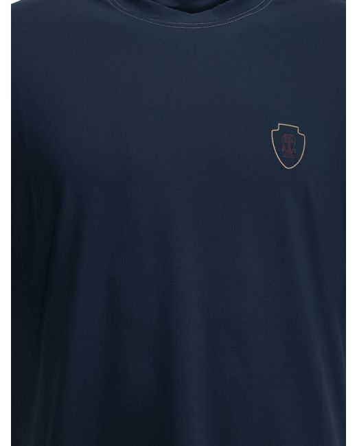 Brunello Cucinelli Blue Crewneck T-Shirt for men