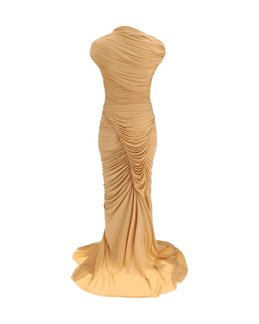 Francesco Murano Metallic Draped Long Dress