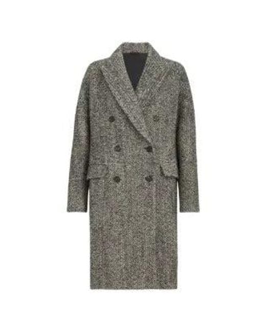 Brunello Cucinelli Gray Double-Breasted Chevron Coat