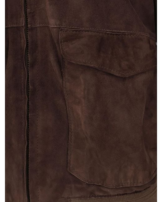 DFOUR® Brown Suede Jacket for men