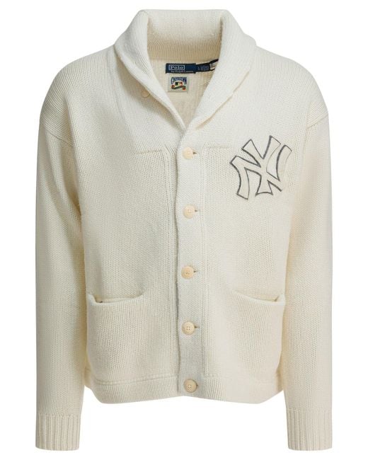 Polo Ralph Lauren White "New York Yankees Wool Cardigan for men