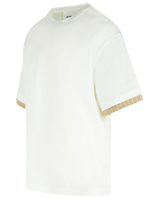 Jil Sander White Cotton Crew Neck T-Shirt for men