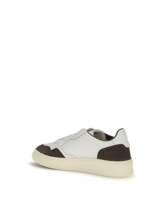 Autry White Medalist Low Leather Sneakers/Mogano