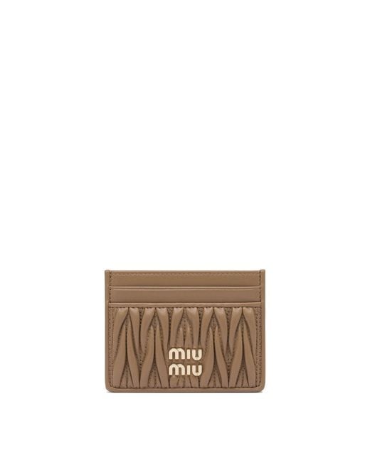 Miu Miu Brown Matelassé Nappa Leather Card Holders