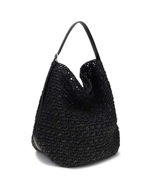 Totême Black Paper Raffia Tote Shoulder Bag