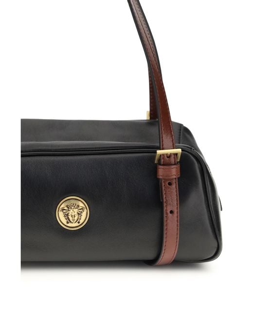 Versace Black Emblã¨Me Bowling Nappa Shoulder Bag