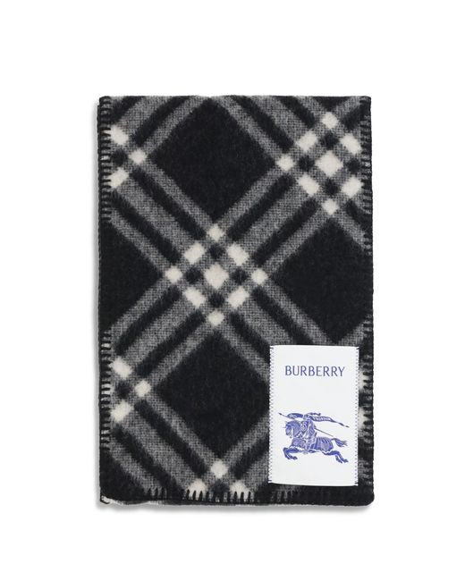 Burberry Black Wool Check Scarf
