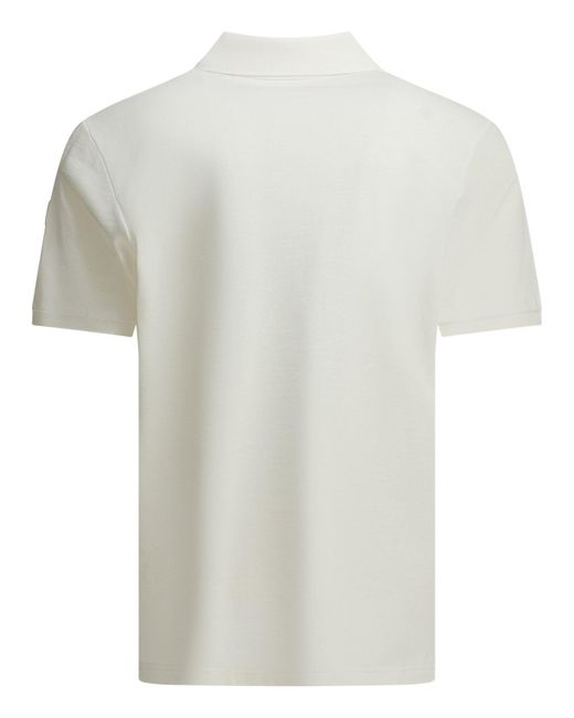 Moncler White Polo Shirt With Buttons And Logo for men