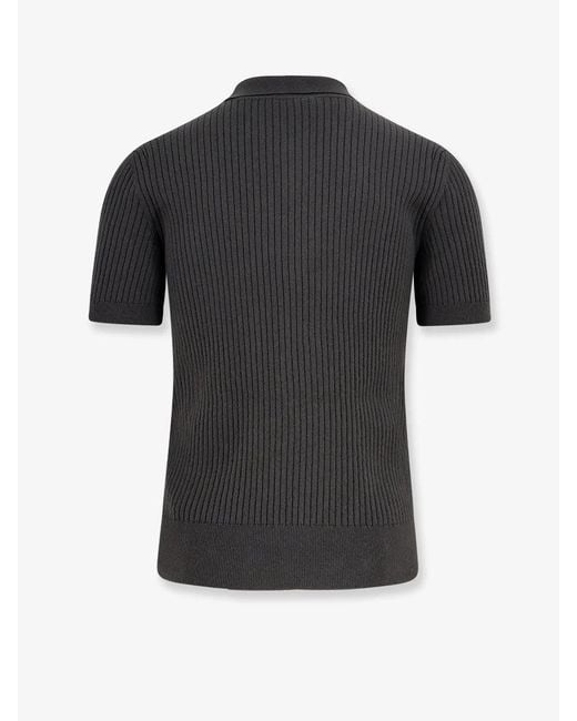 Gucci Black Wool And Cashmere Polo Shirt Short Sleeves for men