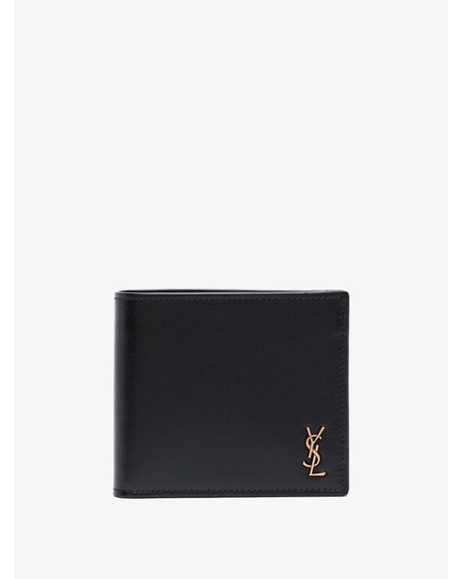 Saint Laurent White Leather Wallet With Metal Monogram for men