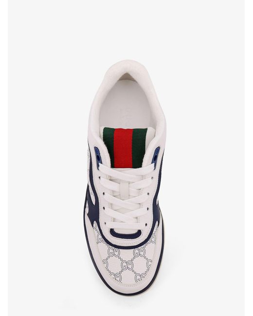 Gucci White Re-Web Leather Sneakers for men