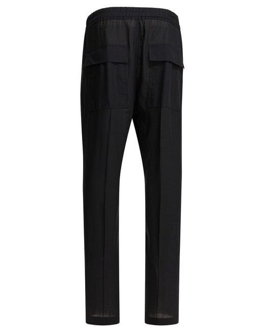 Rick Owens Black Drawstring Slim Long Pants for men