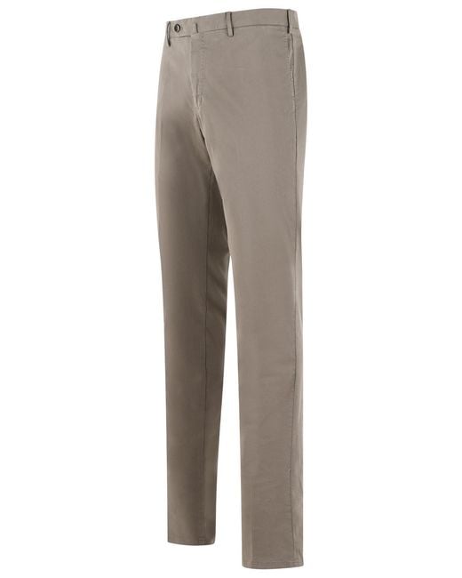 PT01 Gray Superslim Fit Cotton Pants for men