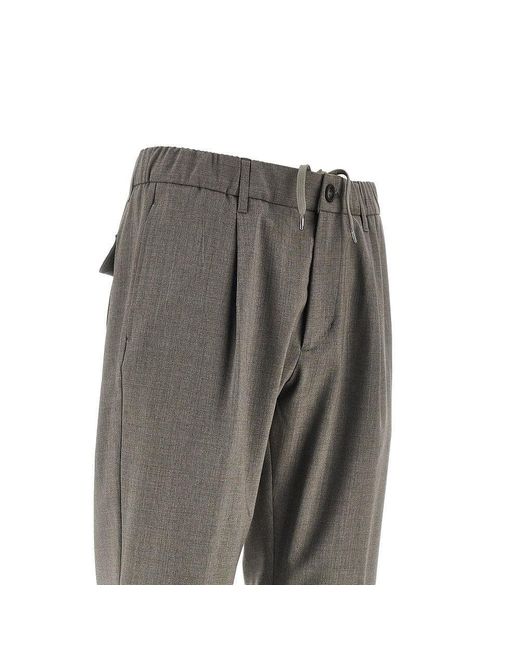 Herno Gray Stretch Liht Wool Pants With Drawstring for men
