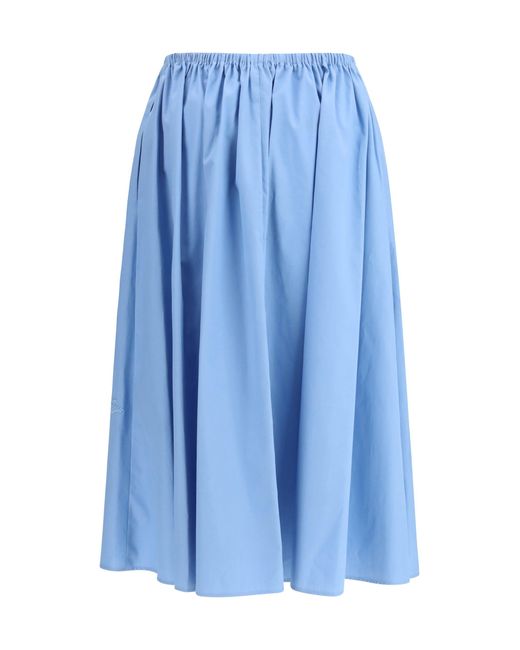 Marni Blue Poplin Drawstring Skirt