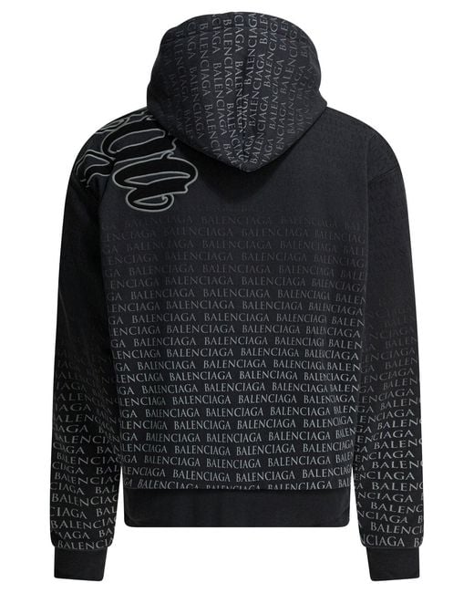Balenciaga Black "Big B" Zippered Hooded Sweatshirt for men