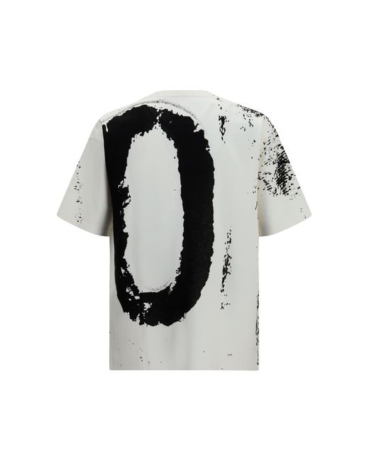 Margiela Gray Number 10 Print Cotton T-Shirt Off for men