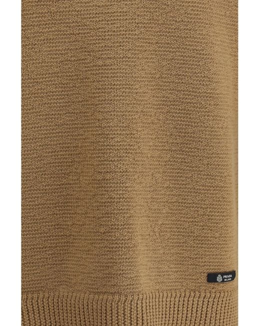 Prada Natural Wool Crew-Neck Sweater for men