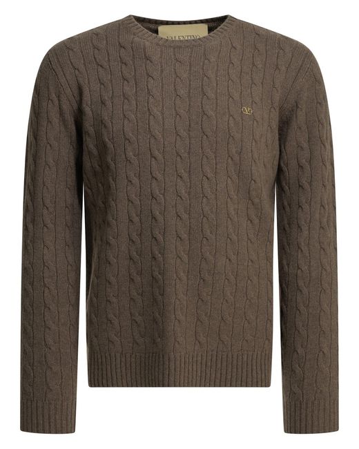 Valentino Brown Vlogo Crew-Neck Sweater for men