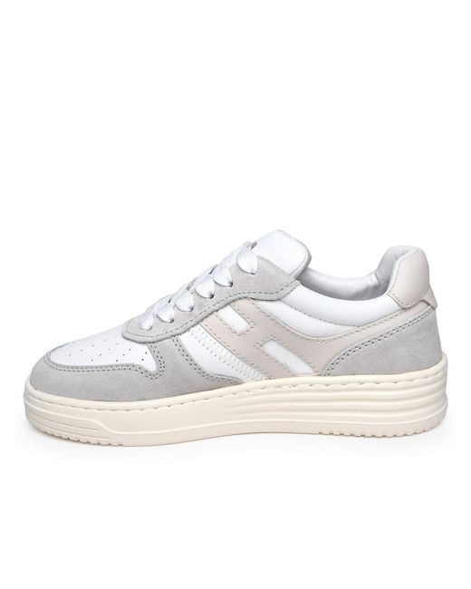 Hogan White Two-Color Leather Sneakers