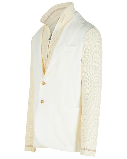Eleventy White Cotton Blend Cardigan for men