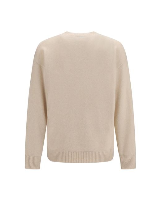 Laneus White Cashmere Silk Crewneck Sweater Cream for men