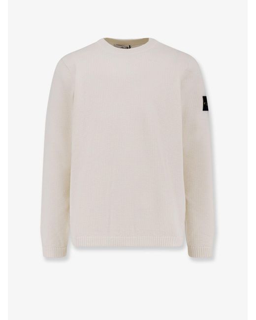 Stone Island White Organic Cotton Sweater for men