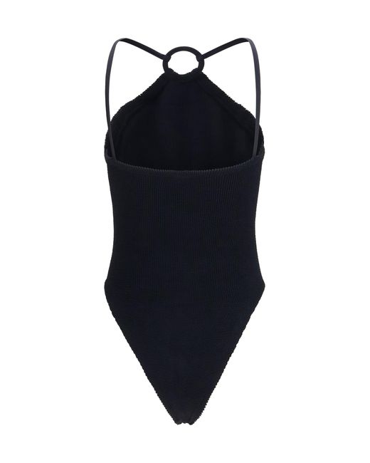 Hunza G Blue Swimsuit Jasmine With Tonal Hoop