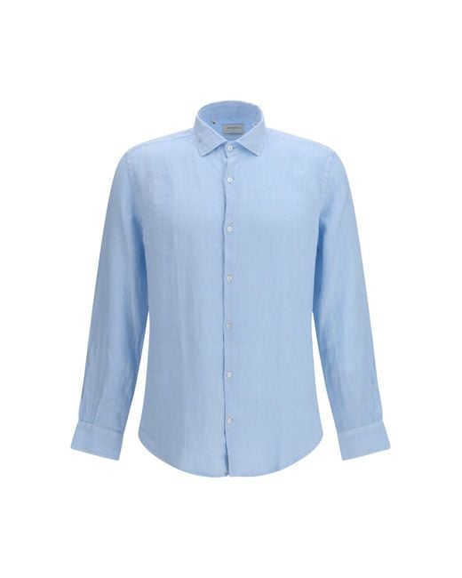 Brooksfield Blue Linen Shirt 753 for men
