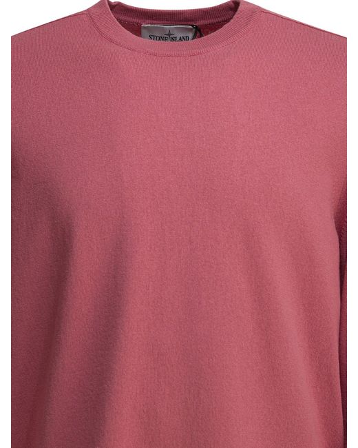 Stone Island Pink Crew-Neck Sweater Fuchsia for men