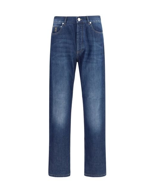 Brunello Cucinelli Blue Lightweight Denim Pants for men
