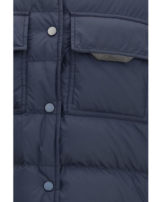 Brunello Cucinelli Blue Wr Padded Jacket