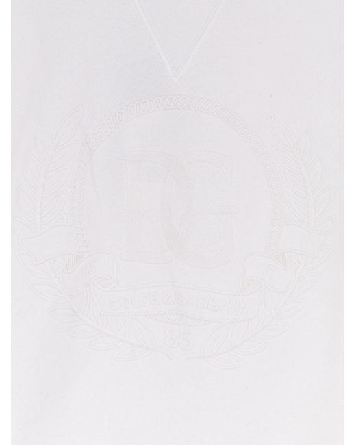 Dolce & Gabbana White Dolce & Gabbana Cotton Sweatshirt With Logo Embroidery
