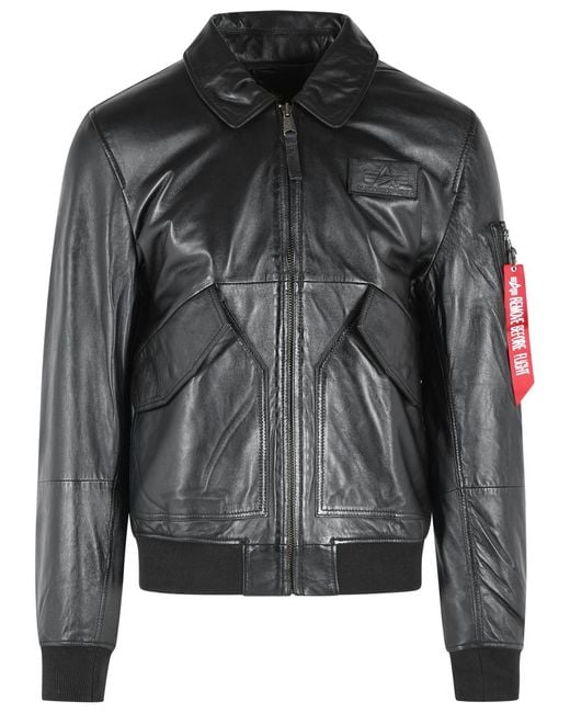 Alpha Industries Gray Cwu Leather Jacket for men
