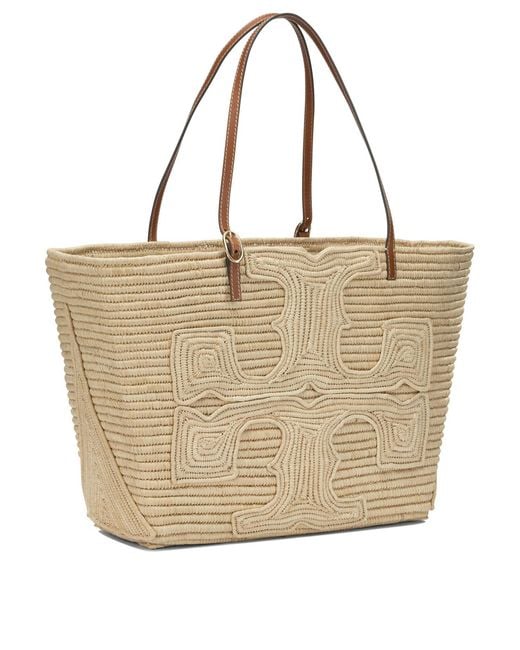 Tory Burch Natural Raffia Cotton Shoulder Bag