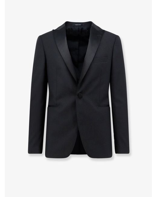 Tagliatore Blue Tuxedo Virgin Wool Blazer for men