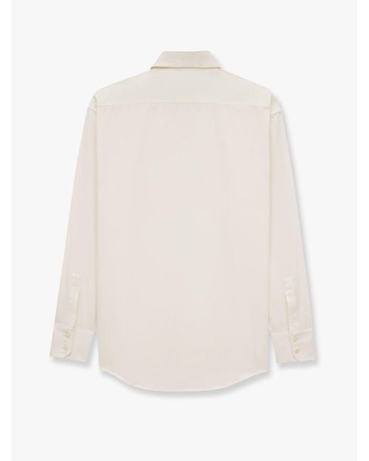 Saint Laurent White Certified Cotton Shirt With Monogram Embroidery