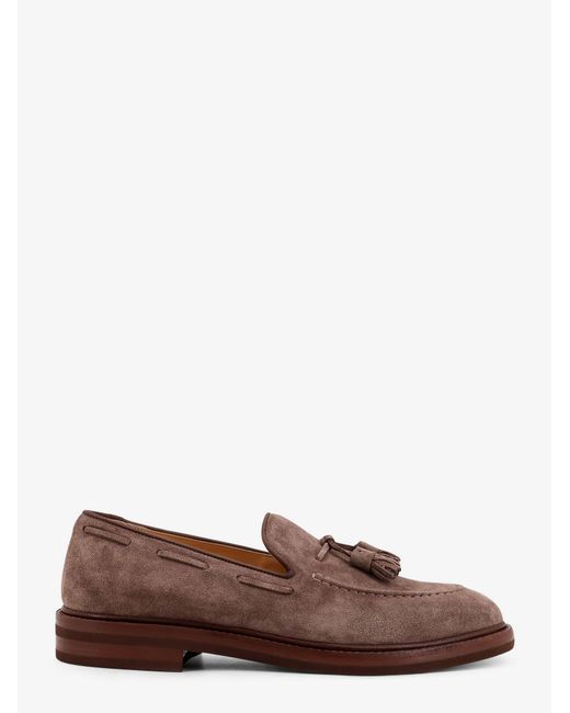Brunello Cucinelli Brown Suede Loafers for men