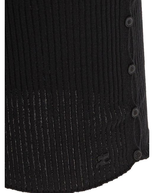 Courreges Black Cotton And Merino Wool Miniskirt