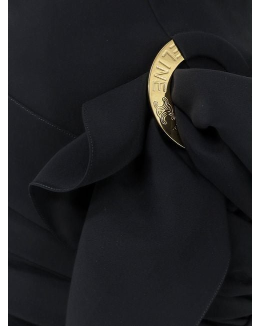 Céline Black Draped Mini Skirt