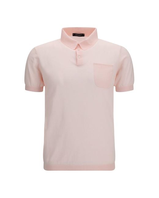 Aragona Cashmere Pink Short-Sleeve Cotton Polo for men