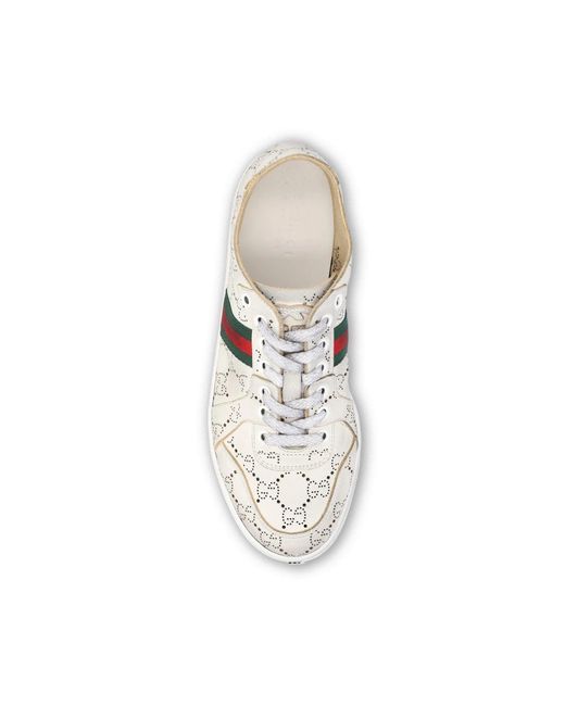 Gucci White Gg Web Sneakers