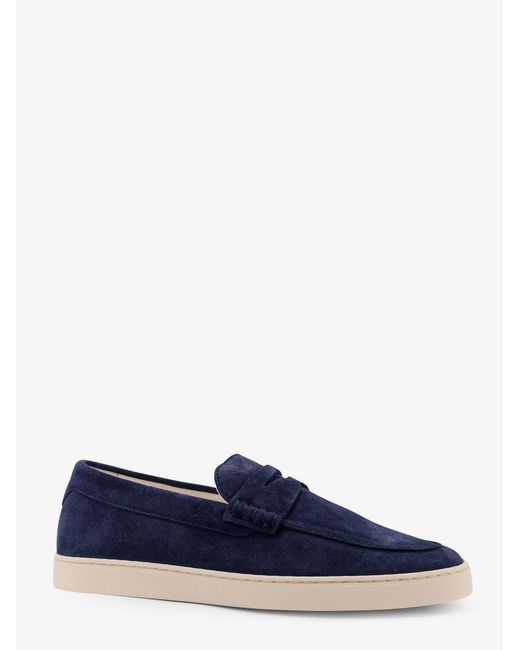 Brunello Cucinelli Blue Flat Shoes Suede for men