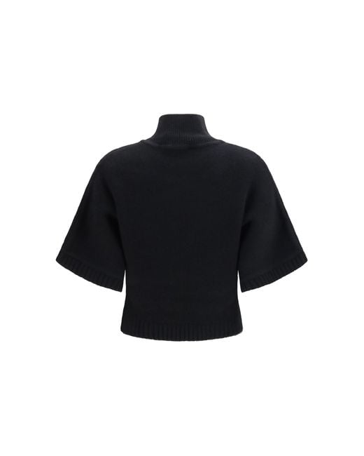 Alaïa Black Alaïa Cropped Cashmere Turtleneck Sweater Noir