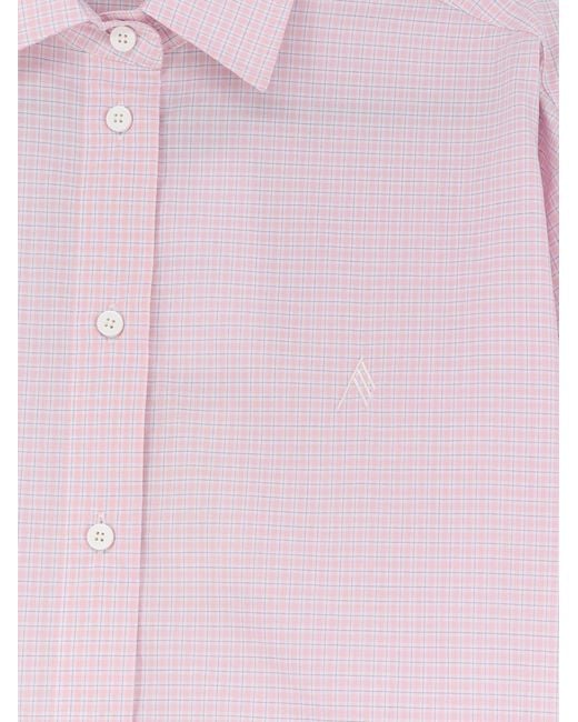 The Attico Pink Cotton Shirt With Front Embroidered Logo
