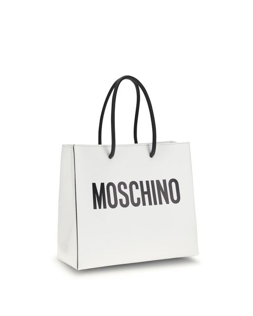 Moschino White Top-Handle Tote Leather