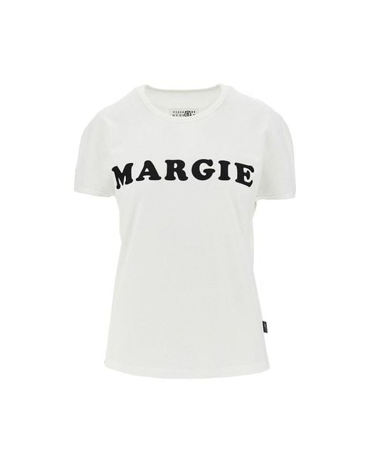 MM6 by Maison Margiela White Flocked Print T-Shirt