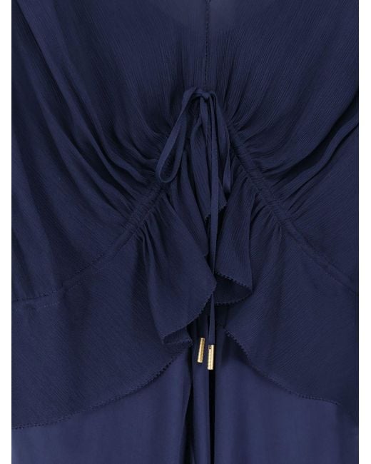 Alberta Ferretti Blue Satin Long Dress