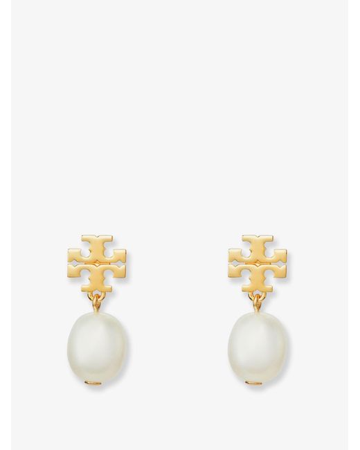 Tory Burch White Kira Pearl Drop Earrings