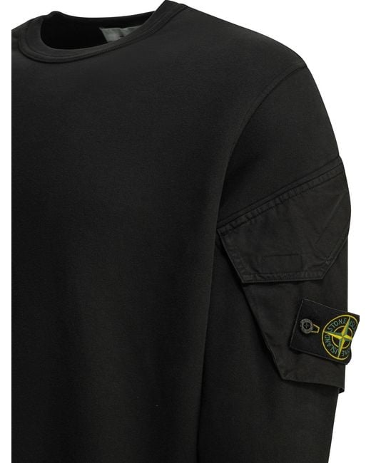 Stone Island Black Crewneck Sweatshirt With Logo for men